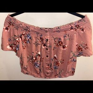 Foral off shoulder crop top